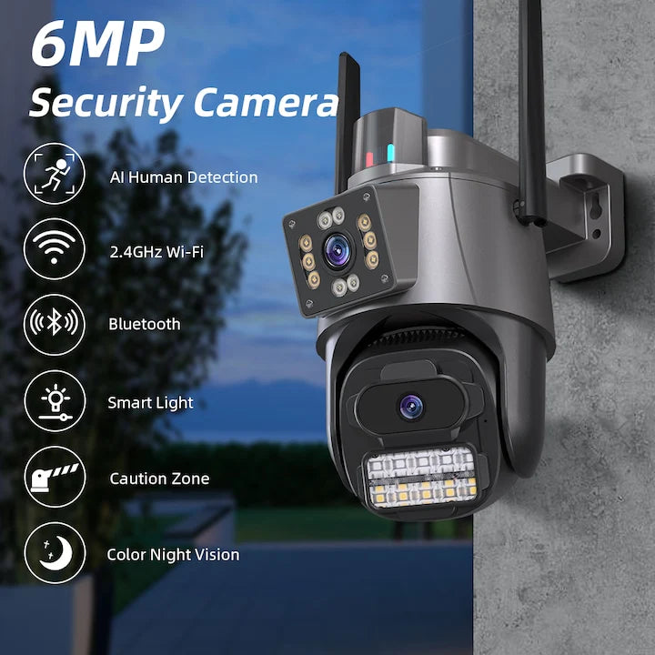 Smart Wifi Security Camera P11 Dual Lens 6MP Full HD App Icsee
