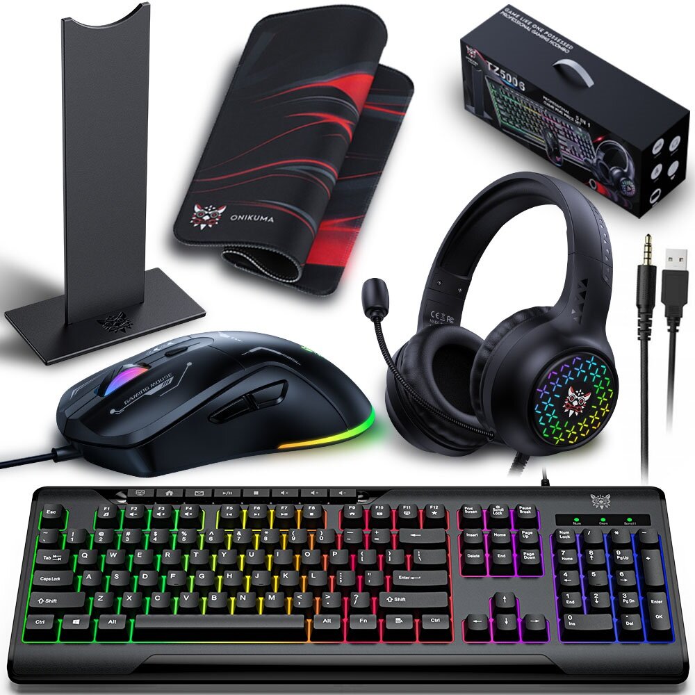 Onikuma TZ5006 5 in 1 Wired Gaming Keyboard and Mouse Combo